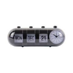 Budík Retro Tube Calendar Flip Karlsson KA6045BK, 10cm